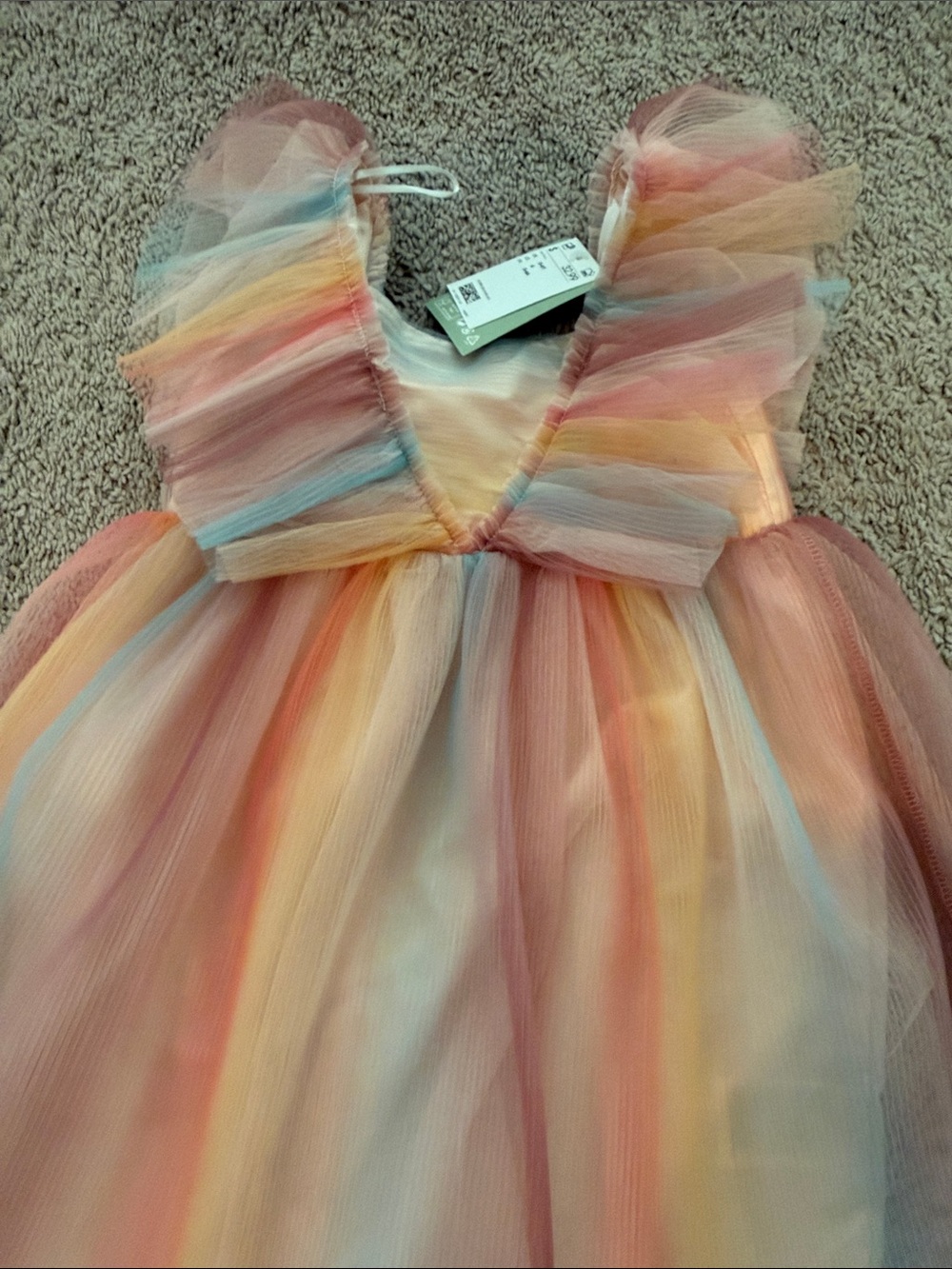 H&M Pastel Rainbow Tulle Formal Dress - Pink, Yellow, Blue for Girls - Picture 3 of 6